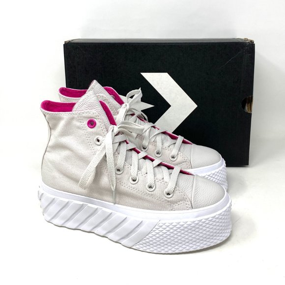 Converse CTAS Lift 2X Hi Pale Putty Platform Pink Canavs Sneakers Womens 571676C - Picture 3 of 10